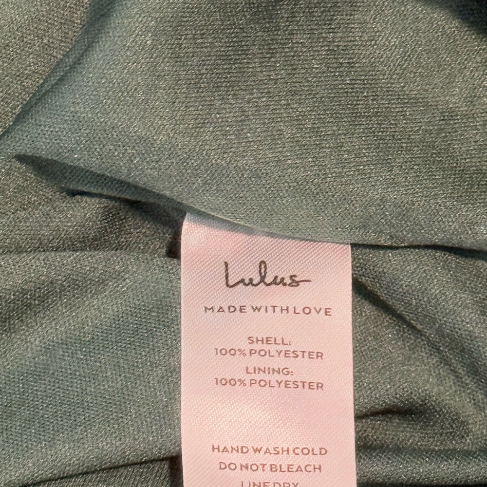 Lulu's Have Harmony Dress Sz M Green Swiss Dot Asymmetrical Ruffled Midi EUC - Picture 6 of 7